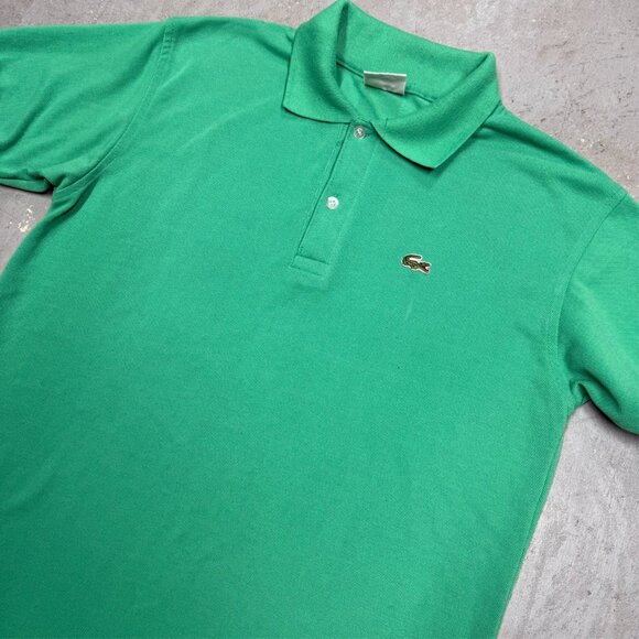 Lacoste Polo Shirt Short Sleeve Mesh Cotton Green Small Croc Medium - Picture 2 of 6